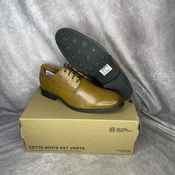 New In Box Men\'s Clarks Whiddon Plain Toe Oxford 26152919 Dark Tan Leather 11.5 main image 7